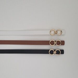 Black, Brown Or White Belt With Gold Buckle